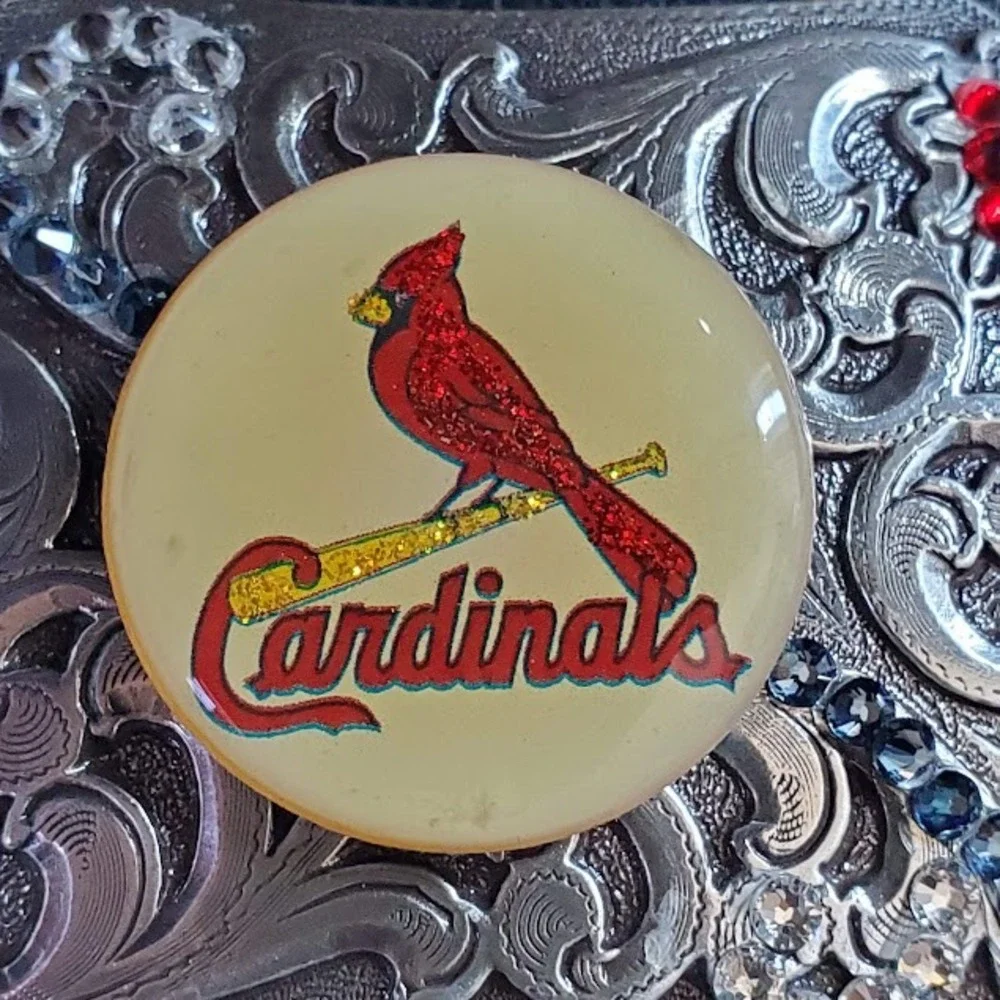 St Louis Cardinals MLB Belt Buckle Silver Tone Rhinestone Western Cowgirl Bling